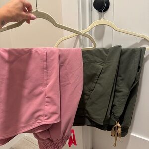 FIGS scrubs- 3 SETS! XS TOP AND XS jogger BOTTOM, petite. slate, moss, and pink.